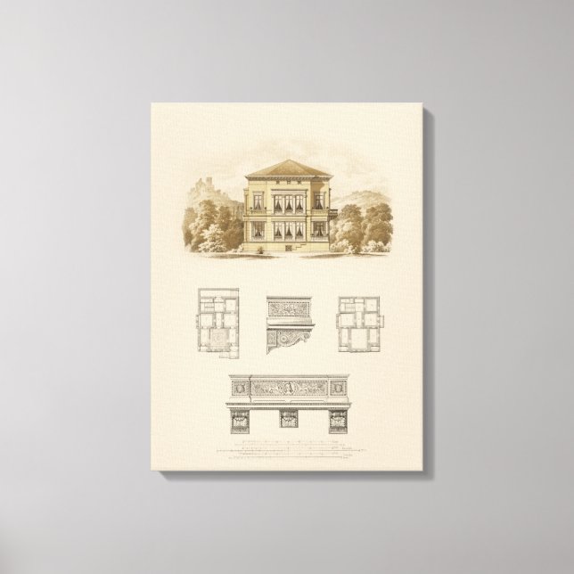 Design for an Estate with Interior Plans Canvas Print (Front)