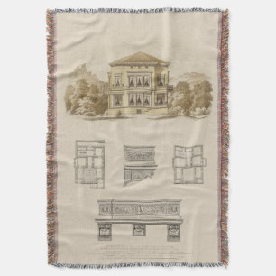 Design for an Estate with Interior Plans Throw Blanket