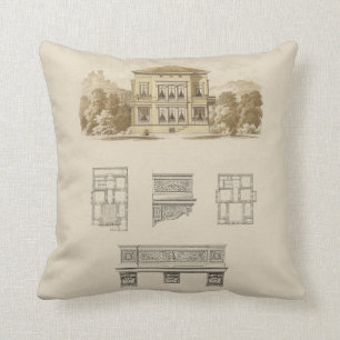 Design for an Estate with Interior Plans Throw Pillow
