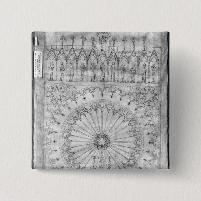 Design for the rose window and gallery of 2 inch square button (Front)