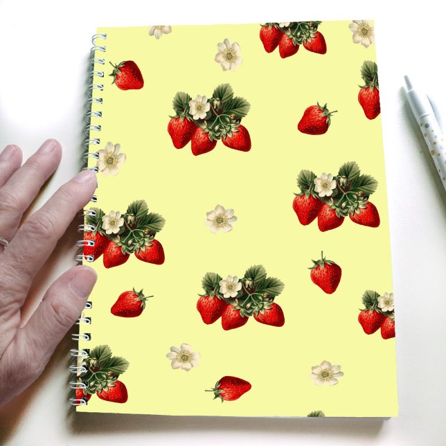 Design fraise sur carnet moderne simple jaune (Créateur téléchargé)