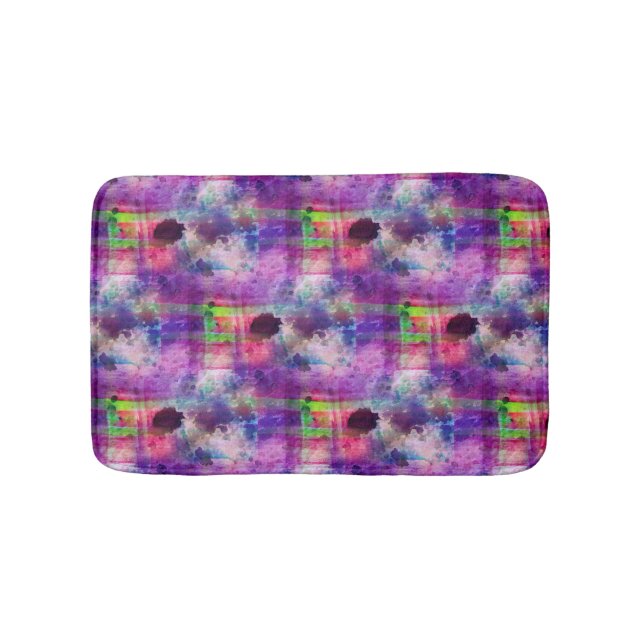 Design green, purple texture watercolor bath mat (Front)