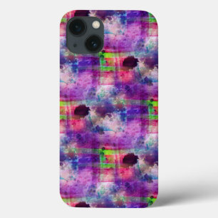 Design green, purple texture watercolor iPhone 13 case