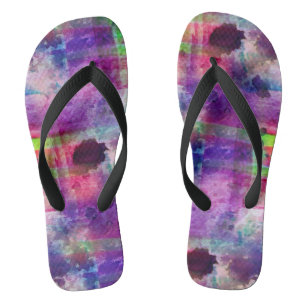 Design green, purple texture watercolor flip flops