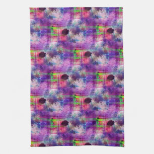 Design green, purple texture watercolor kitchen towel
