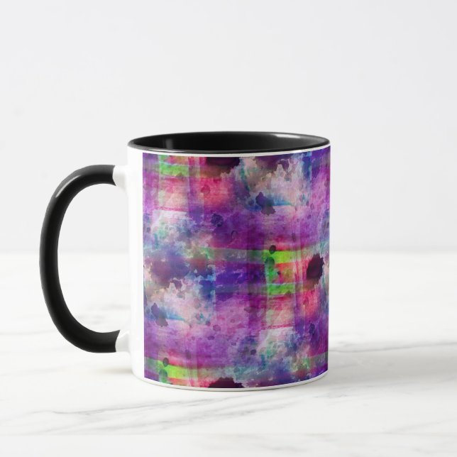 Design green, purple texture watercolor mug (Left)