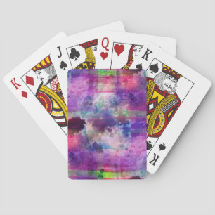 Design green, purple texture watercolor playing cards