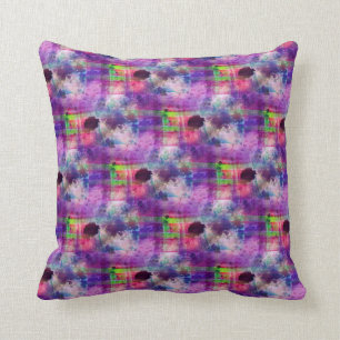 Design green, purple texture watercolor throw pillow