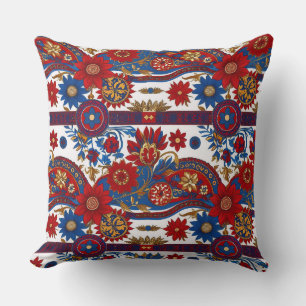 Design inspired by the Serbian Pirot carpet 8 Throw Pillow