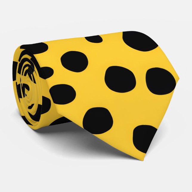 Design Jaune & Noir Polka Dot Cravate moderne (Roulé)