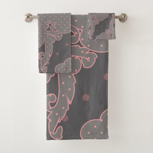 Design luxueux, motif floral, gris, rose poussiére (En situation)