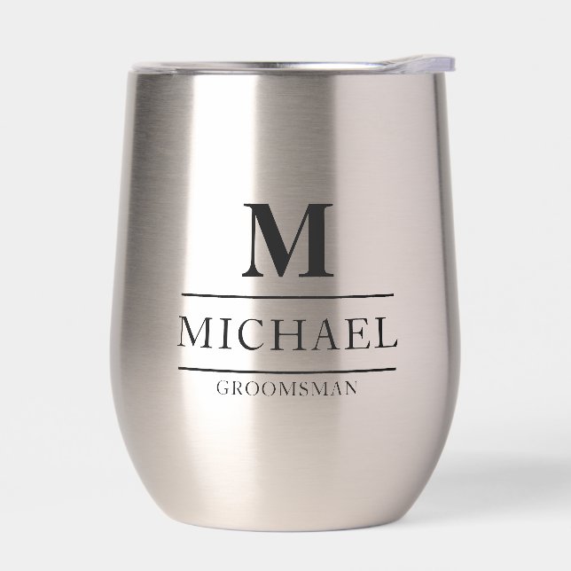 Design moderne Groomsmen Cadeaux Monogramme Best M (Gauche)