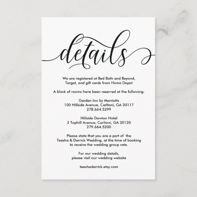 Design moderne rustique mariage détails carte desi (Devant)