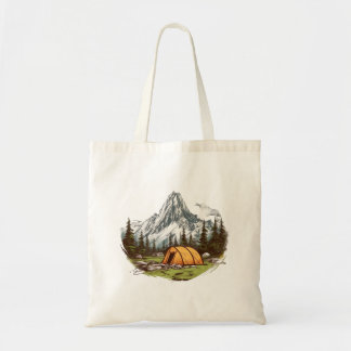 Design mountain camping scene tote bag