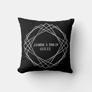 Design Noir & Gris Mid Mod - Coussin Carré