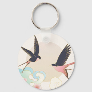Design of elegant swallow birds Keychain