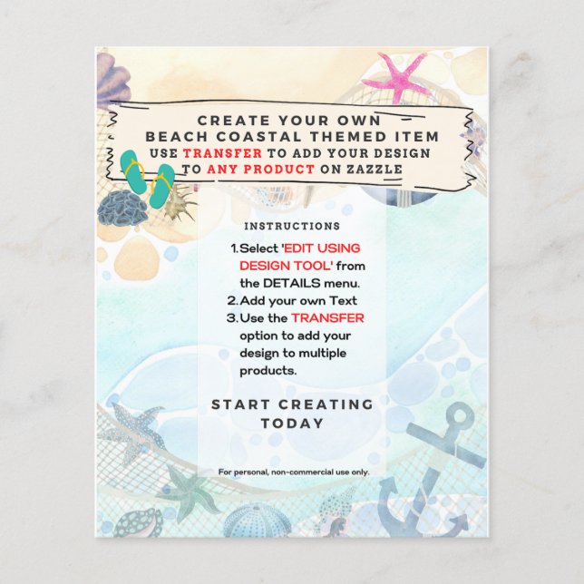 Design Own Beach Coastal Nautical Event Invitation Flyer (Front)