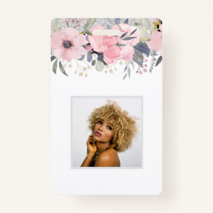 Design Own Pretty Girly Pink Floral Stationery Badge