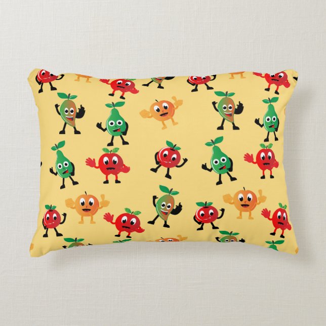 Design patterns with cute fruit character shapesab accent pillow (Front)