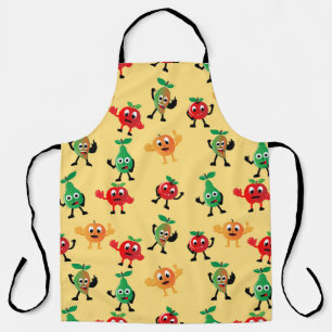 Design patterns with cute fruit character shapesab apron