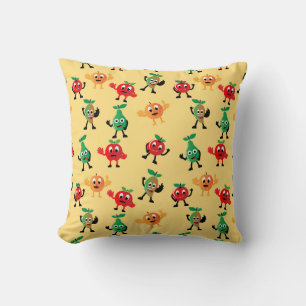 Design patterns with cute fruit character shapesab throw pillow