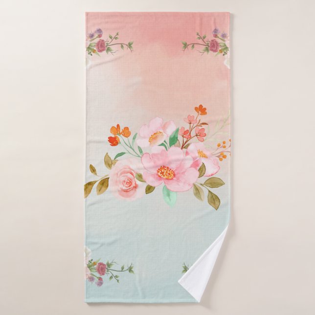 Design rose floral, Fleurs florissantes (Serviette de bain)