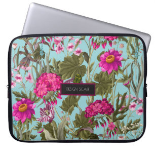 Design scarf with geraniums and wild flowers. Tren Laptop Sleeve