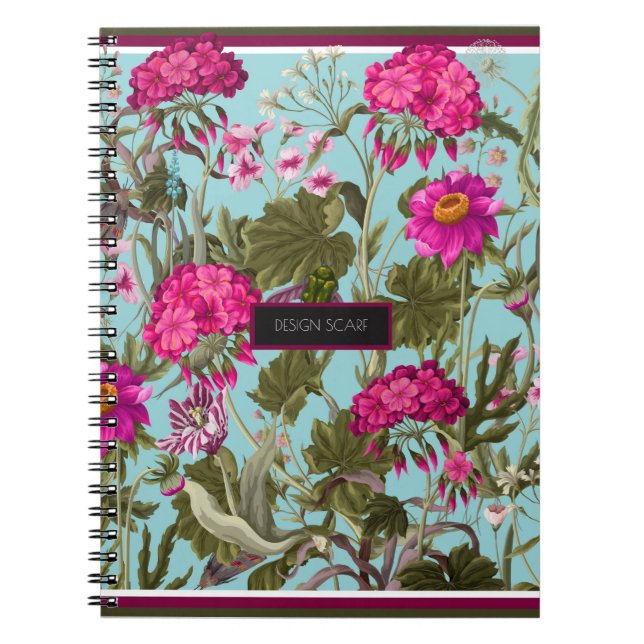 Design scarf with geraniums and wild flowers. Tren Notebook (Front)