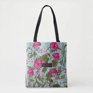 Design scarf with geraniums and wild flowers. Tren Tote Bag