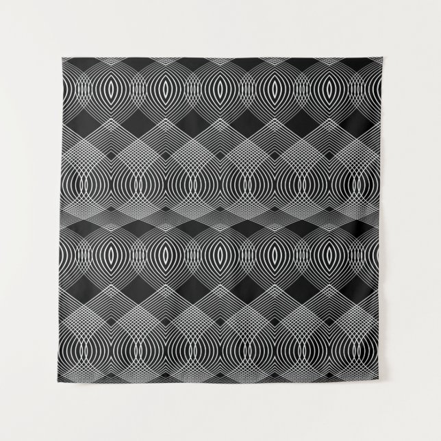 Design seamless monochrome lines textured pattern. tapestry (Front)