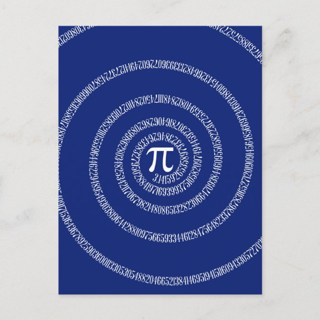 Design Spiral for Pi on Navy Blue Postcard (Front)