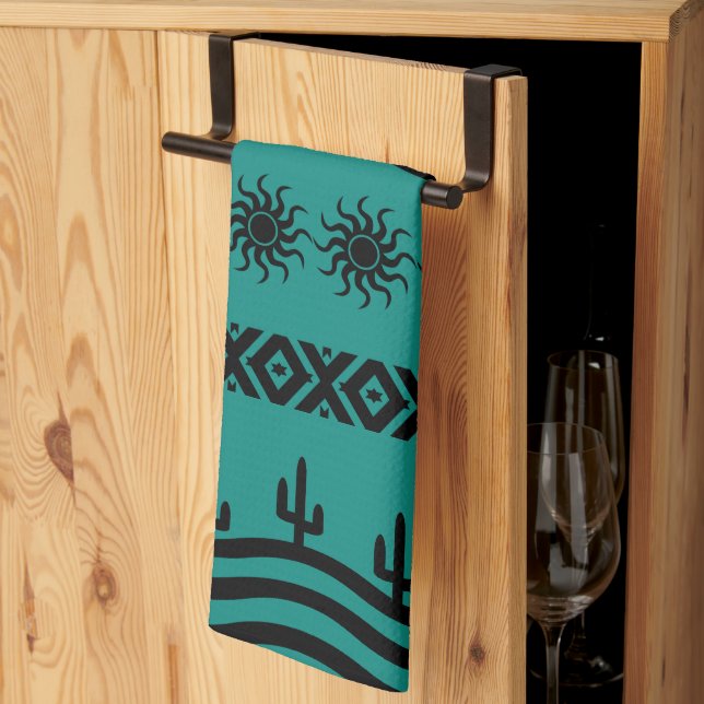 Design Sud-Ouest Serviettes De Cuisine Turquoises  (Pliage en tiers)