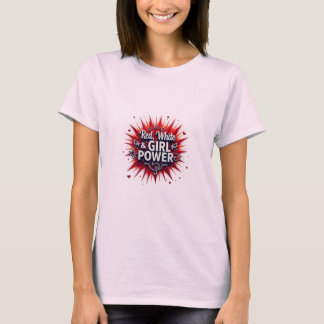 Design T-shirt Power Rouge, Blanc et Fille