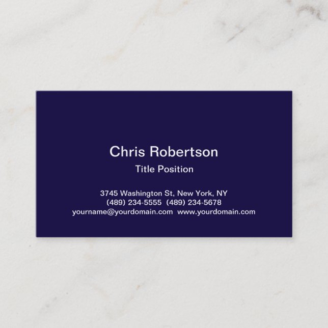 Design tendance Bleu foncé Charmant Carte de visit (Devant)