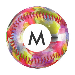 Design texture red, yellow watercolor baseball