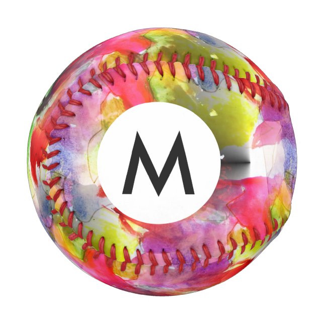 Design texture red, yellow watercolor baseball (Front Left)