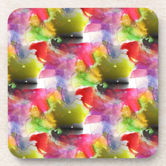 Design texture red, yellow watercolor coaster (Front)