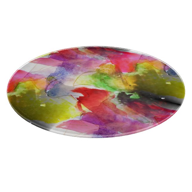 Design texture red, yellow watercolor cutting board (Corner)