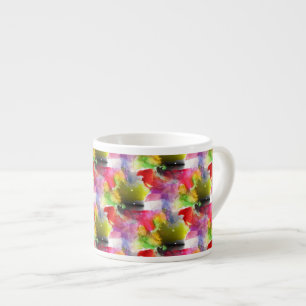 Design texture red, yellow watercolor espresso cup