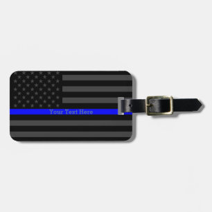 Design Thin Blue Line Personalized Black US Flag Luggage Tag