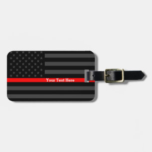 Design Thin Red Line Personalized Black US Flag Luggage Tag