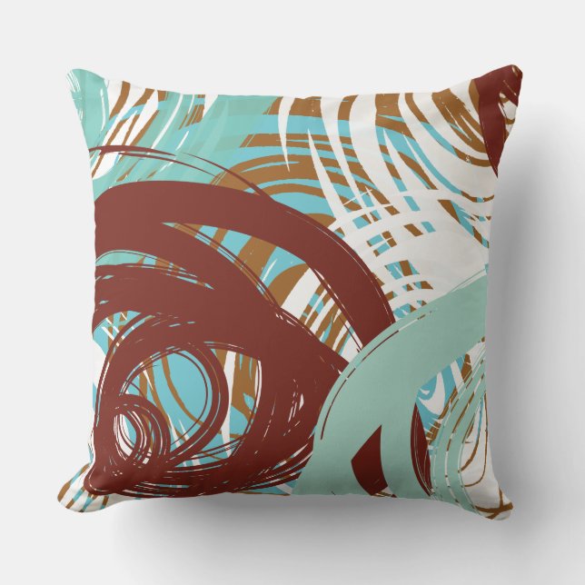 DESIGN turquoise Brown SPIRAL DESIGN Oreiller rétr (Recto)