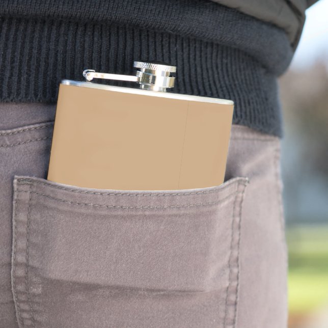 Design with a Brown Background and White Border Hip Flask (In Situ)