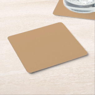 Design with a Brown Background and White Border Square Paper Coaster