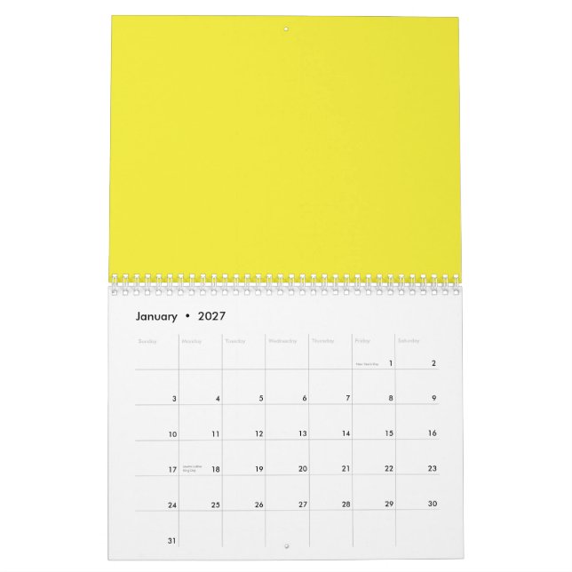 Design with a Yellow Background and Black Border Calendar (Jan 2027)