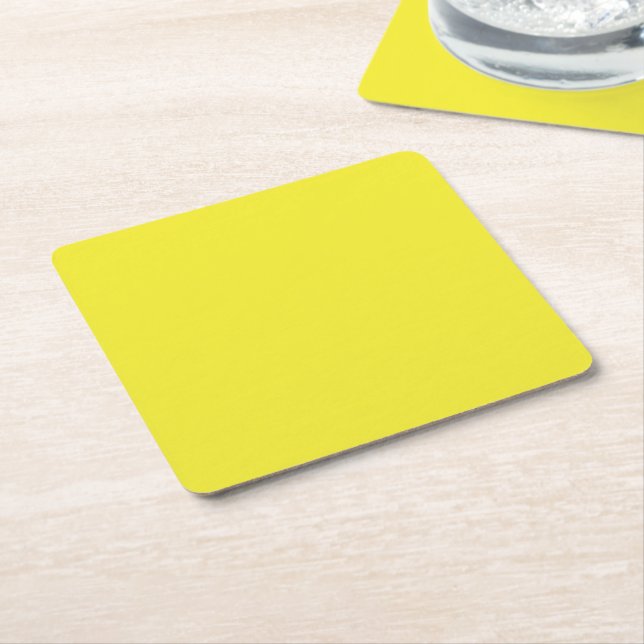 Design with a Yellow Background and Black Border Square Paper Coaster (Angled)