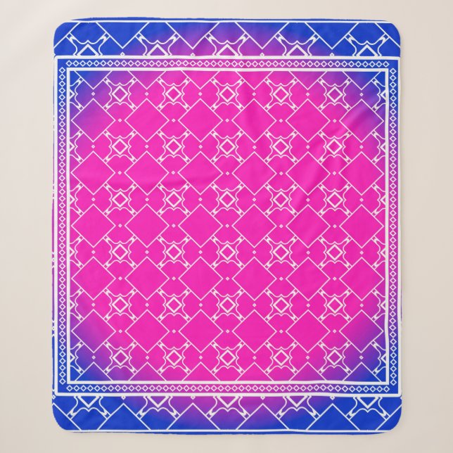 Design with abstract hand drawn geometric pattern  sherpa blanket (Front)