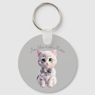 Design with cute gray kitten keychain