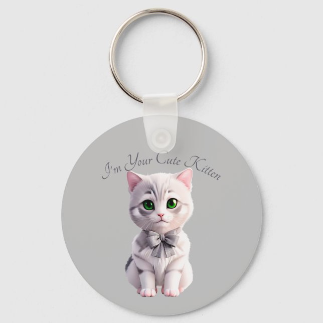 Design with cute grey kitten keychain (Front)
