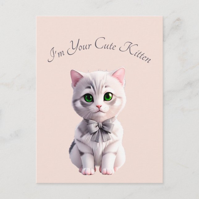 Design with cute grey kitten postcard (Front)